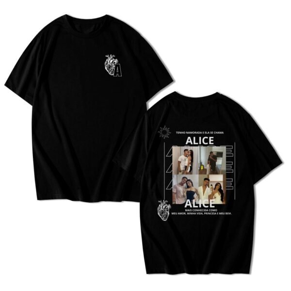 Camisa de Casal Namorados Personalizada com Foto e Nome Algodão