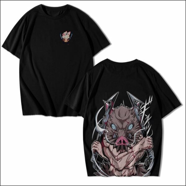 Camiseta Anime Demon Slayer Inosuke Hashibira Streetwear Algodão