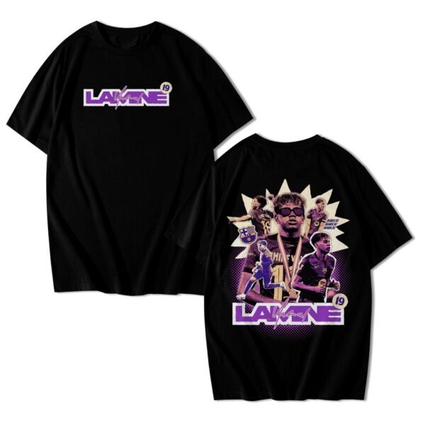 Camiseta Lamine Yamal Barcelona Espanha Streetwear Algodão Preta